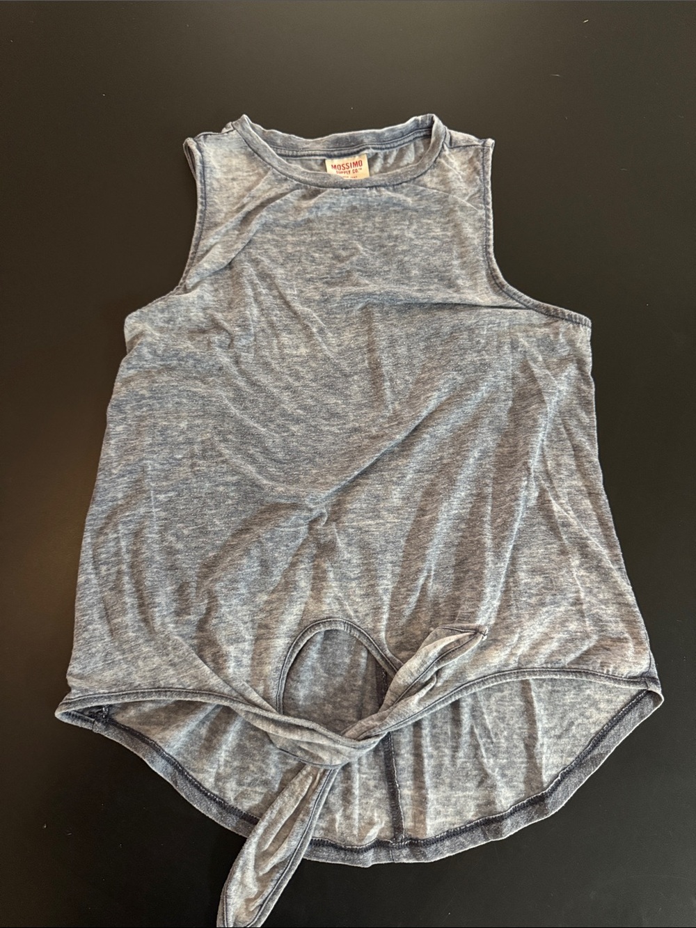 Mossimo Supply Co. Heathered Blue Tie-Front Tank Top